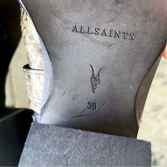 AllSaints Boot Darcy Pointed Toe Ankle Leather Heeled Cutout Red Snake 38 NIB - Picture 5 of 9
